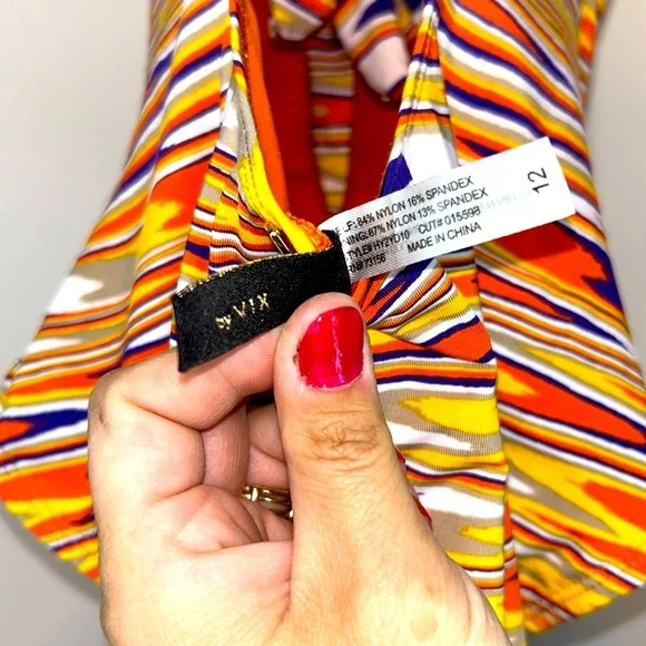 VIX Paula Hermanny One Piece Multicolor Swimsuit 24K Gold-Plated Details Size 12 - Picture 7 of 13